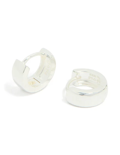 Sterling Silver Chubby Huggie Earrings