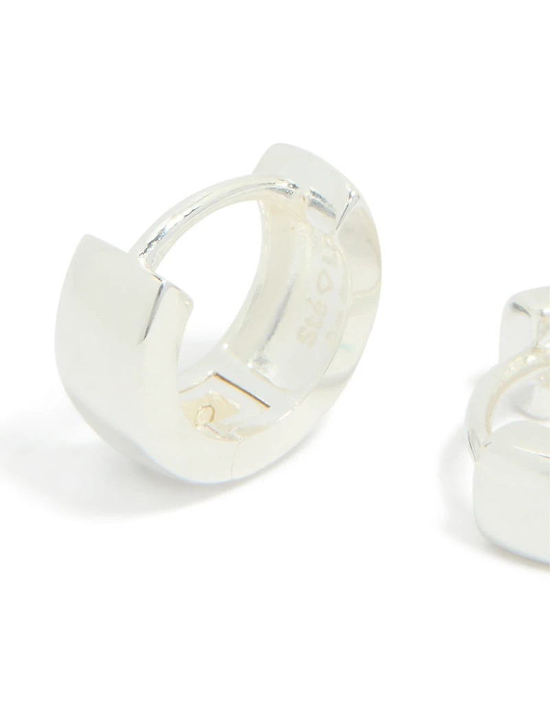Sterling Silver Chubby Huggie Earrings