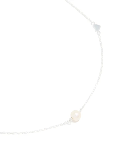 Sterling Silver Pearl & Heart Necklace