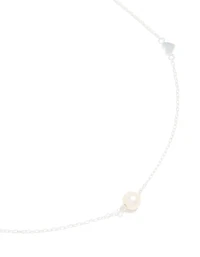 Sterling Silver Pearl & Heart Necklace