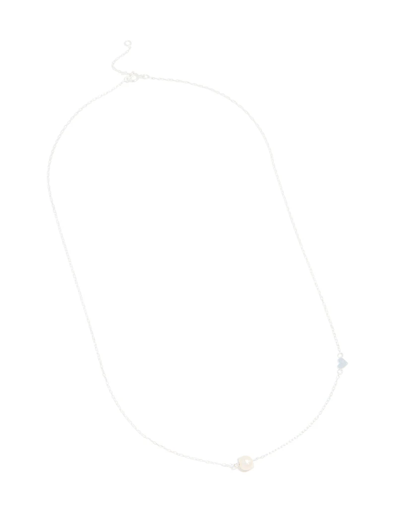 Sterling Silver Pearl & Heart Necklace