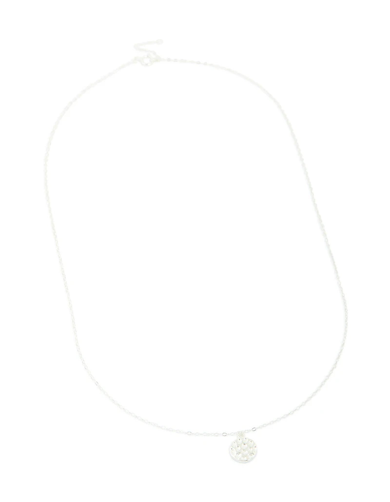 Sterling Silver Molten Round Pendant Necklace