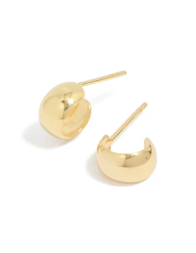 Gold Plated Sterling Silver Chubby Open Hoop Earrings