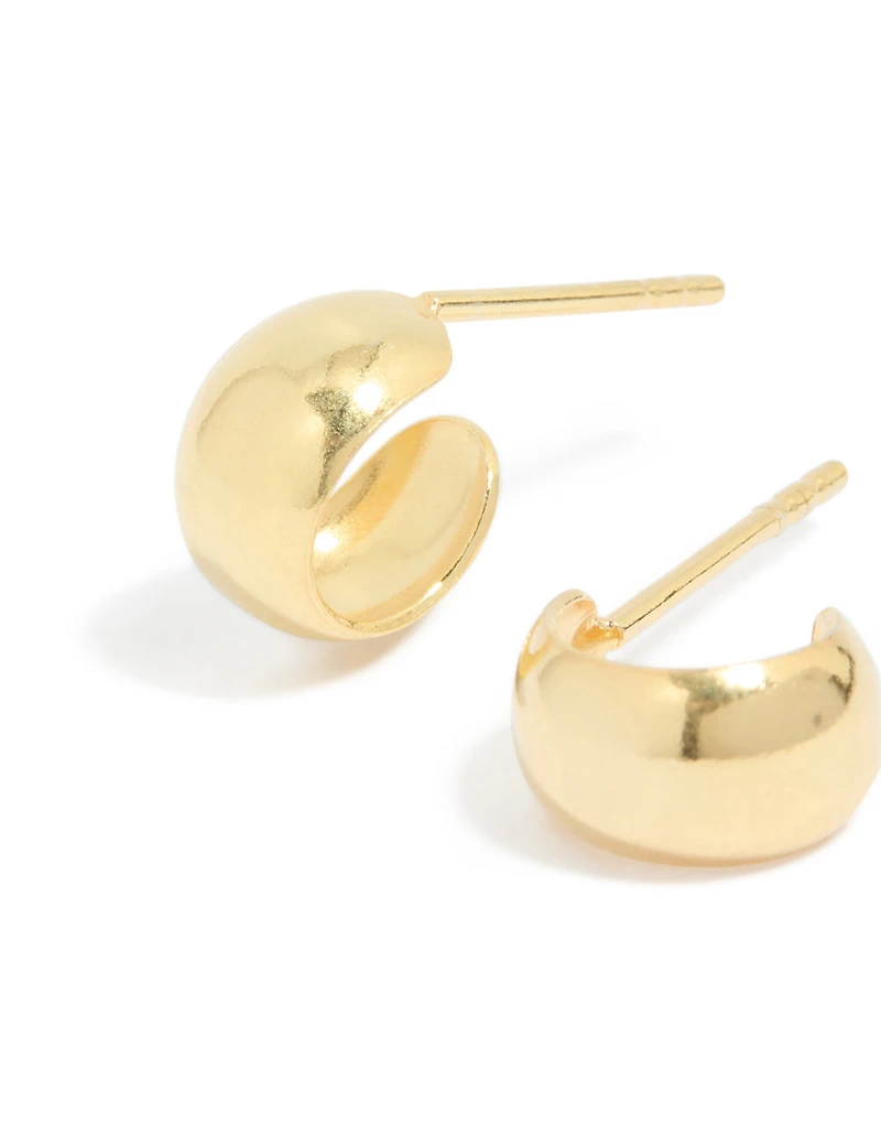 Gold Plated Sterling Silver Chubby Open Hoop Earrings