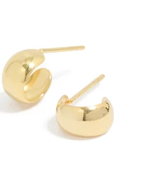 Gold Plated Sterling Silver Chubby Open Hoop Earrings