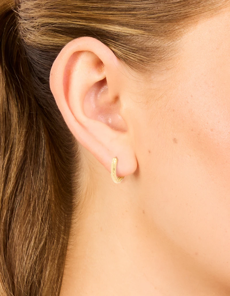 Gold Plated Sterling Silver Molten Clicker Hoop Earrings