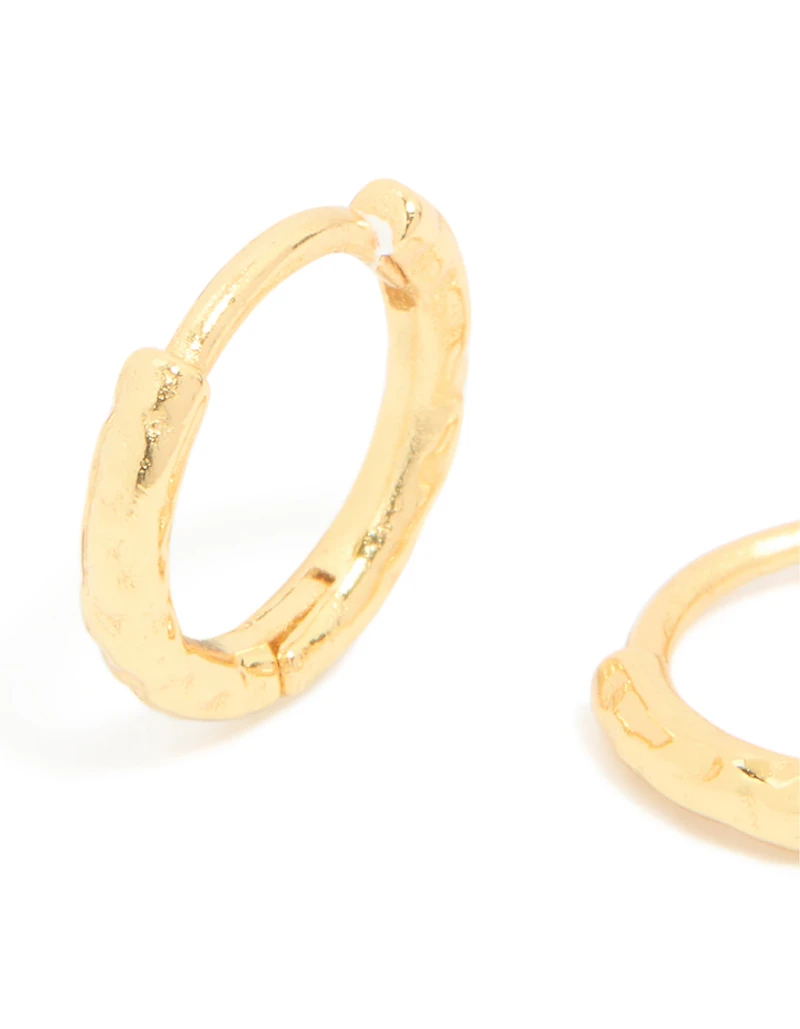 Gold Plated Sterling Silver Molten Clicker Hoop Earrings