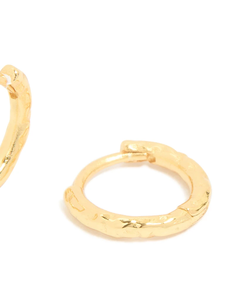 Gold Plated Sterling Silver Molten Clicker Hoop Earrings