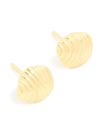 Gold Plated Sterling Silver Round Textured Stud Earrings