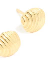 Gold Plated Sterling Silver Round Textured Stud Earrings