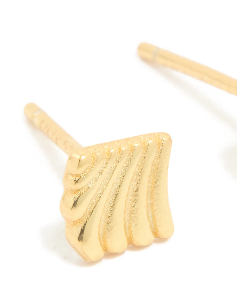 Gold Plated Sterling Silver Textured Stud Earrings