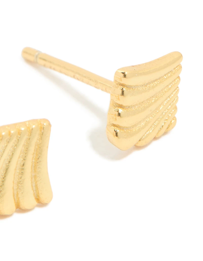 Gold Plated Sterling Silver Textured Stud Earrings