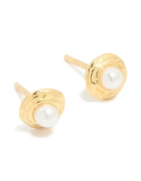 Gold Plated Sterling Silver Pearl Stud Earrings