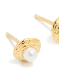 Gold Plated Sterling Silver Pearl Stud Earrings