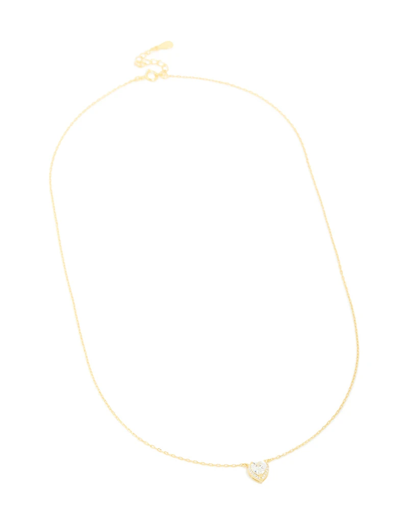 Sterling Silver Cubic Zirconia Halo Heart Necklace