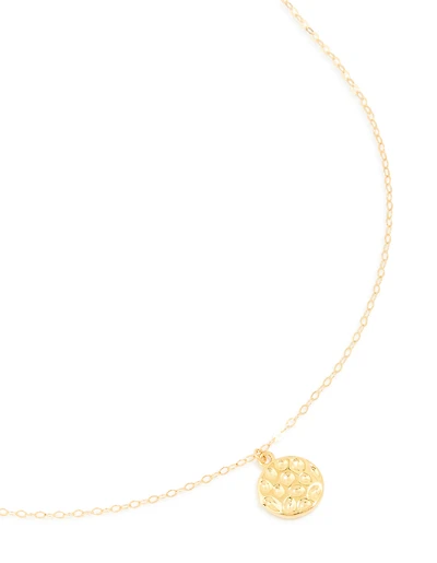 Gold Plated Sterling Silver Molten Round Pendant Necklace