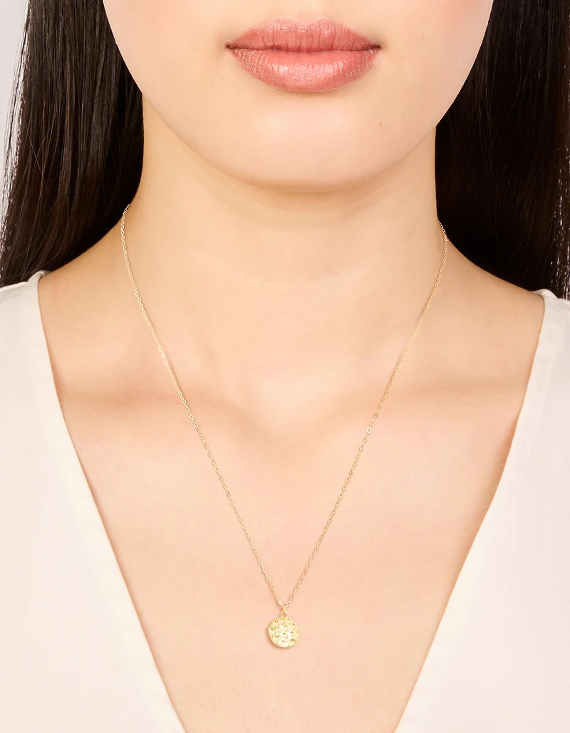 Collier pendentif rond en fusion en argent sterling plaqué or