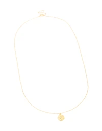 Gold Plated Sterling Silver Molten Round Pendant Necklace