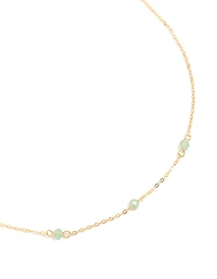 Gold Plated Sterling Silver Green Semi Precious Stone Station Necklace