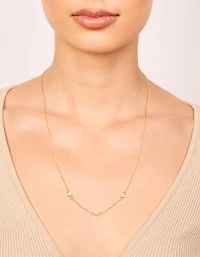 Gold Plated Sterling Silver Green Semi Precious Stone Station Necklace