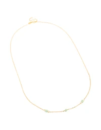 Gold Plated Sterling Silver Green Semi Precious Stone Station Necklace