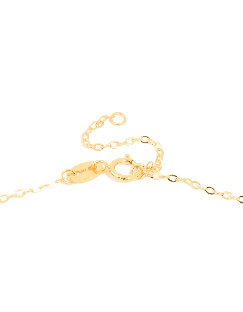 Gold Plated Sterling Silver Green Semi Precious Stone Station Necklace