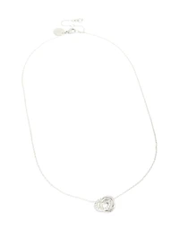 Waterproof Stainless Steel Cubic Zirconia Triple Circle Link Necklace