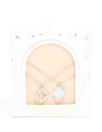 Waterproof Stainless Steel Diamante Flower Necklaces 2- Pack