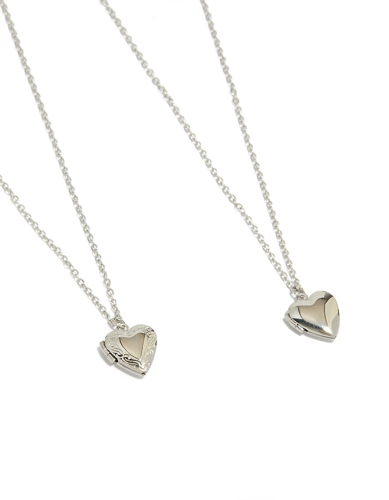 Waterproof Stainless Steel Heart Locket Necklaces 2-Pack
