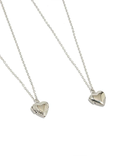 Waterproof Stainless Steel Heart Locket Necklaces 2-Pack