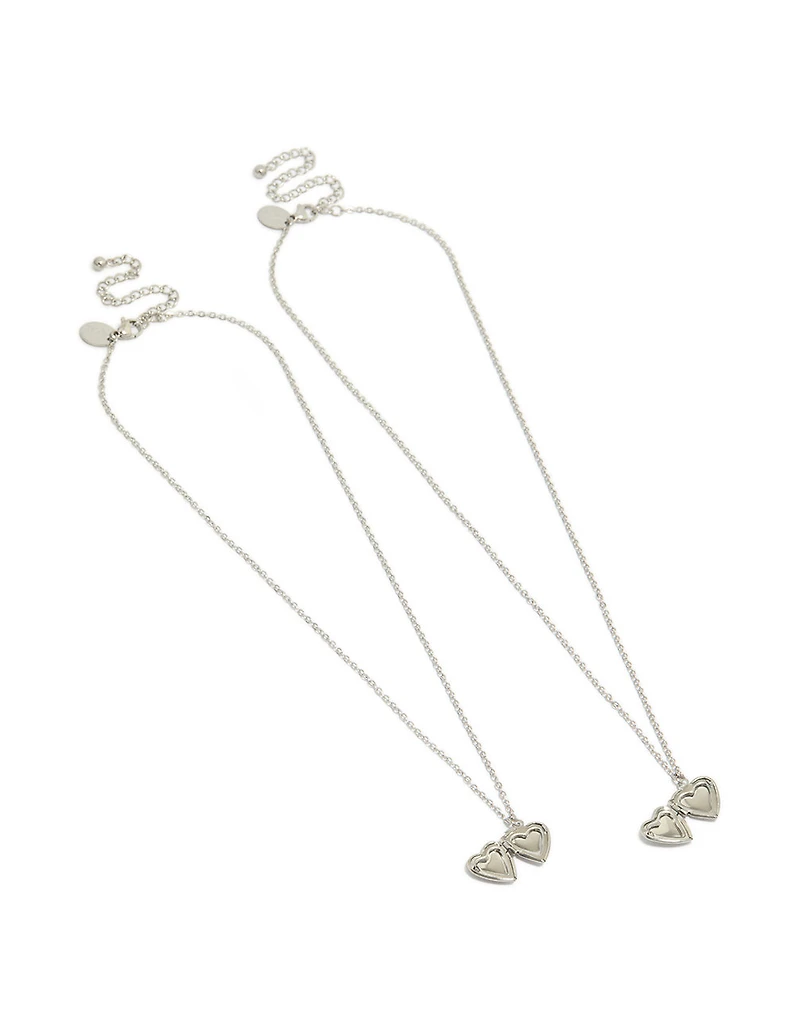 Waterproof Stainless Steel Heart Locket Necklaces 2-Pack