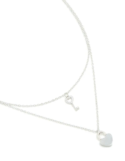 Collier imperméable en acier inoxydable avec clé et serrure en forme de cœur