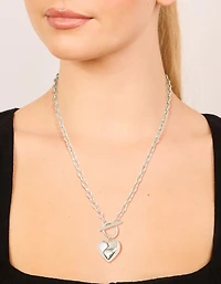 Waterproof Stainless Steel Chunky Heart T & O Necklace