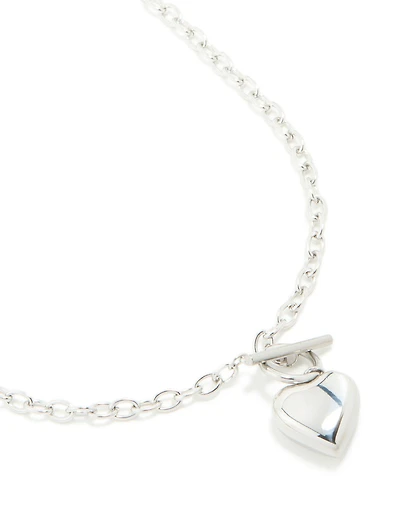 Waterproof Stainless Steel Chunky Heart T & O Necklace