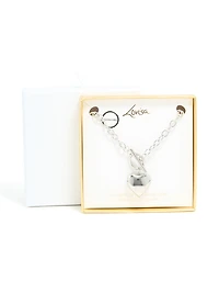 Waterproof Stainless Steel Chunky Heart T & O Necklace