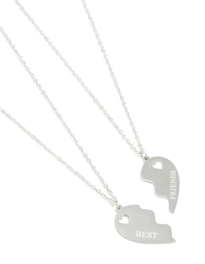 Waterproof Stainless Steel Best Friends Heart Necklaces 2-Pack