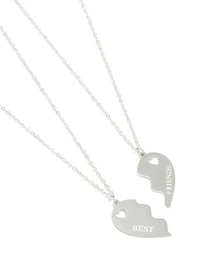 Waterproof Stainless Steel Best Friends Heart Necklaces 2-Pack