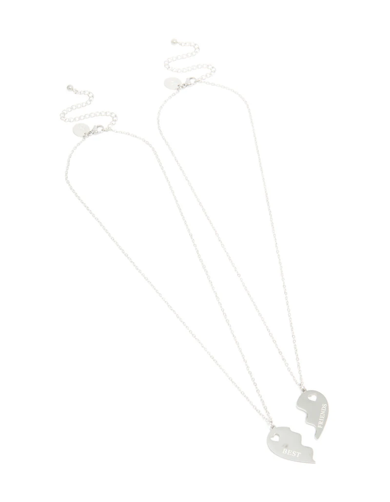 Waterproof Stainless Steel Best Friends Heart Necklaces 2-Pack