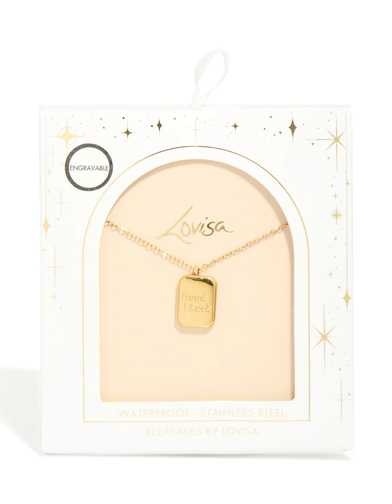 Waterproof Gold Plated Stainless Steel Good Luck Pendant Necklace