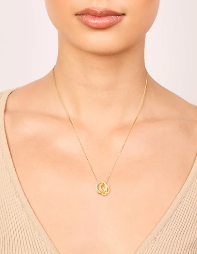 Collier triple maillon en zircone cubique en acier inoxydable plaqué or