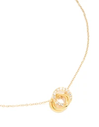 Waterproof Gold Plated Stainless Steel Cubic Zirconia Triple Circle Link Necklace