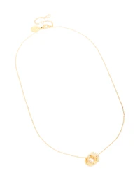 Waterproof Gold Plated Stainless Steel Cubic Zirconia Triple Circle Link Necklace