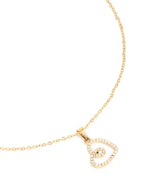 Waterproof Gold Plated Stainless Steel Cubic Zirconia Heart Pendant Necklace