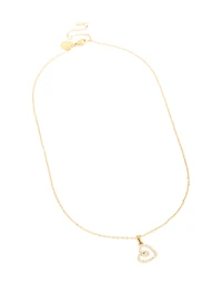 Waterproof Gold Plated Stainless Steel Cubic Zirconia Heart Pendant Necklace