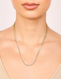 Collier de tennis en zircone cubique en acier inoxydable plaqué or imperméable