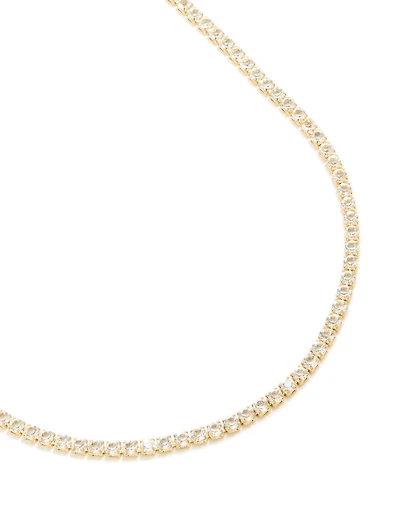 Waterproof Gold Plated Stainless Steel Cubic Zirconia Tennis Necklace