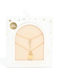 Waterproof Gold Plated Stainless Steel Key & Heeart Lock Layered Necklace