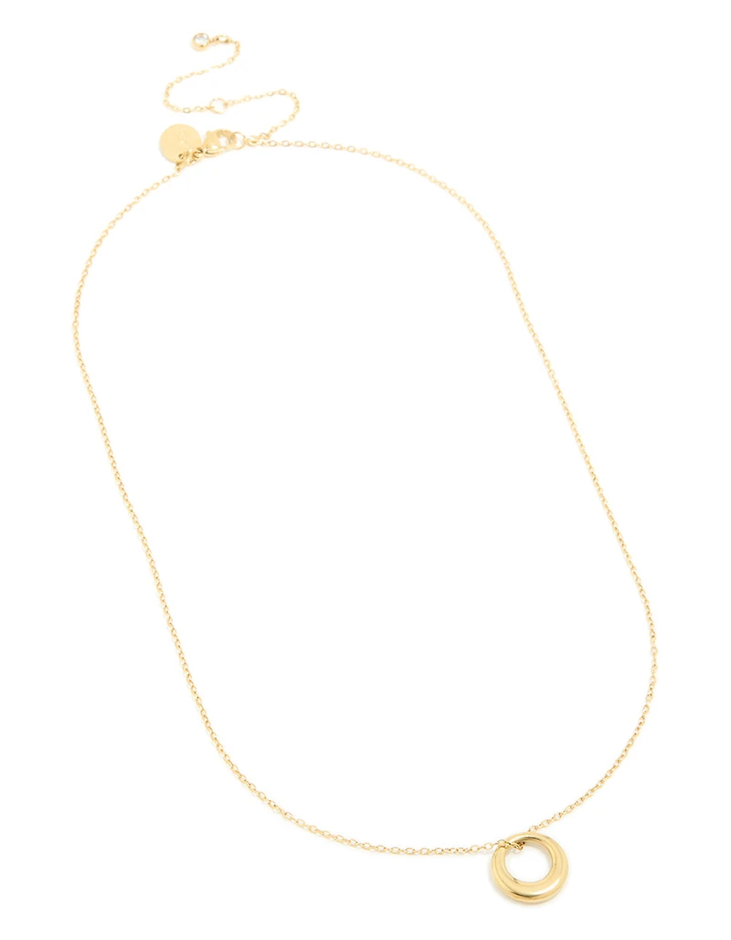 Waterproof Gold Plated Stainless Steel Disc Pendant Necklace