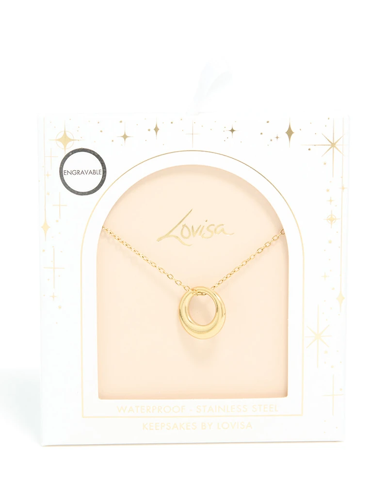 Waterproof Gold Plated Stainless Steel Disc Pendant Necklace