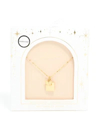 Waterproof Gold Plated Stainless Steel Square & Butterfly Pendant Necklace